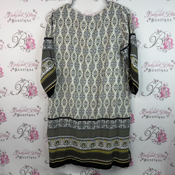 HT dress, or long top Paisley flowers, Elegant Black and White Patterned Tunic - Picture 2 of 12